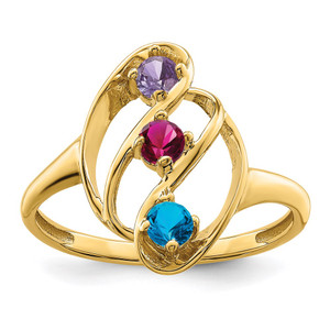 14k Polished 3-Stone Mothers Ring Mounting - XM-76C43129-6128