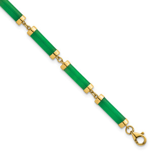 14K Polished 4.0mm Jade Bars 7 Inch Bracelet