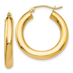14k Polished 4mm Lightweight Tube Hoop Earrings - T9-0623D615-8914