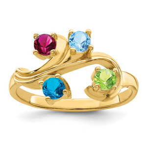 14k Polished 4-Stone Mothers Ring Mounting - XM-F48B2213-7706