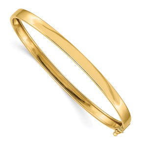14K Polished 5.00mm Flexible Oval Bangle Bracelet