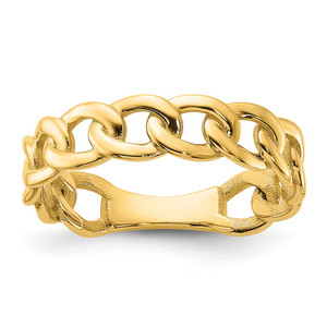 14k Polished 5mm Curb Link Ring Size 6.5