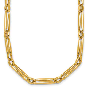 14k Polished 5mm Fancy Long and Round Link 18 inch Necklace