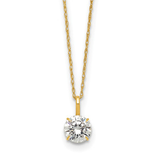 14k Polished 6.00mm Round CZ Solitaire 18 inch Necklace