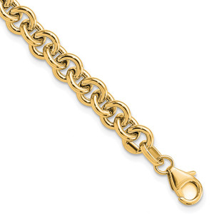 14k Polished 6.5mm Fancy Rolo Link 7.75 inch Bracelet