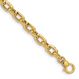 14K Polished 6.75mm Fancy Cable Link 7.5 inch Bracelet
