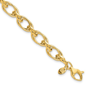 14K Polished 7.5mm Fancy Double Link 8 inch Bracelet