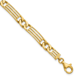 14k Polished 7mm Fancy Curb Link and Bars 8.5 inch Bracelet