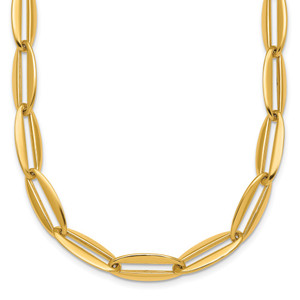 14k Polished 7mm Long Oval Link 18 inch Necklace