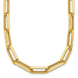 14k Polished 7mm Paperclip Link Chain 17.5 inch Necklace