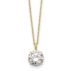 14k Polished 8.00mm Round CZ Solitaire 18 inch Necklace