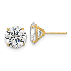 14k Polished 8.00mm Round CZ Stud Post Earrings