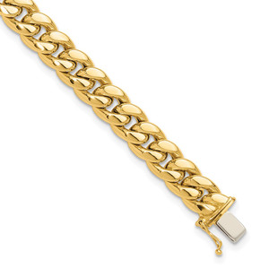 14K Polished 8.9mm Curb Link 9 inch Mens Bracelet