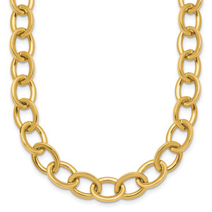 14k Polished 9mm Round Cable Chain 18 inch Necklace