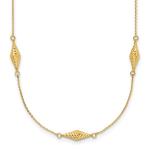 14k Polished and Diamond-cut Fancy Beaded 18 inch Necklace