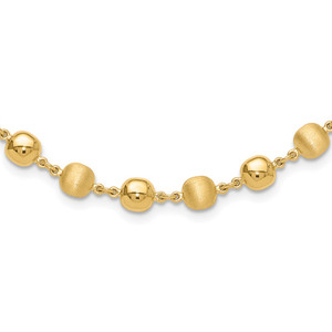 14K Polished and Satin 5.5mm Puffed Circles 17.75 inch Necklace