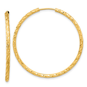 14k Polished and Satin D/C 2.00mm Endless Hoop Earrings - TF-304FD43C-5836