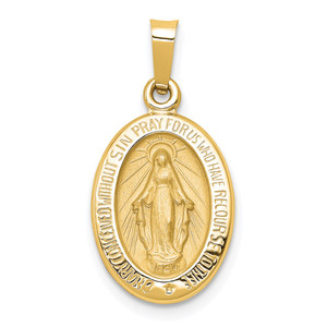 14k Polished and Satin Miraculous Medal Hollow Pendant - XR-88E2B9AA-2608