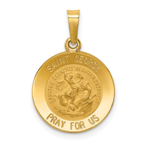 14k Polished and Satin St George Medal Hollow Pendant - XR-D2F81C7C-8770