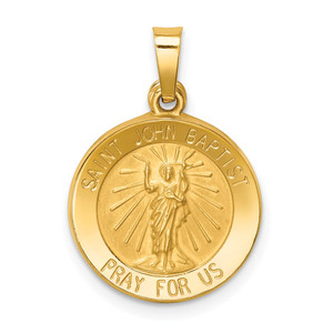 14k Polished and Satin St John Baptist Medal Hollow Pendant - XR-C3EBDEB5-6126