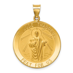 14k Polished and Satin St Jude Thaddeus Medal Hollow Pendant - XR-1B988F8D-9711
