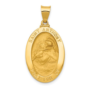 14k Polished and Satin St. Anthony Medal Hollow Pendant - XR-7594F7BD-7829