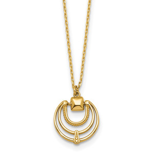 14k Polished and Textured Fancy Circles 17 inch Necklace