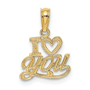 14K Polished and Textured I HEART YOU Charm