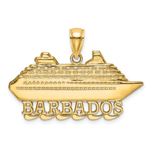 14K Polished BARBADOS Cruise Ship Charm