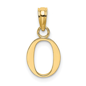 14K Polished Block Letter O Initial Pendant