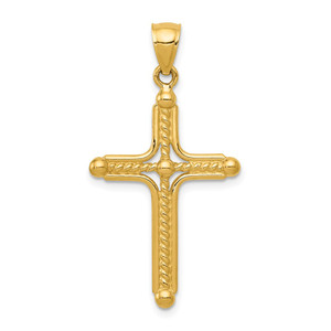 14k Polished Braided Cross Pendant - K6-07BFD984-8201