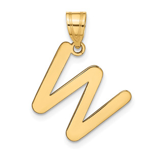 14k Polished Bubble Letter W Initial Pendant