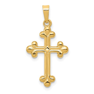 14k Polished Budded Cross Pendant - XR-C5192F51-5342