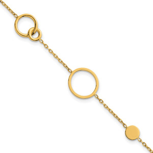 14k Polished Circle and Chain Pattern 7.25 inch Bracelet Plus 0.5 inch Extender