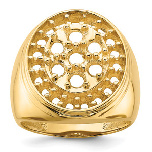 14k Polished Circular Top 3ct Mens Diamond Ring Mounting