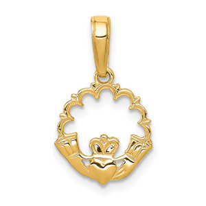 14k Polished Claddagh Pendant - K1-CE971CA7-7449