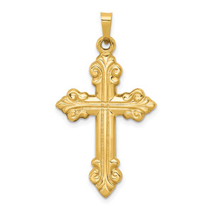 14k Polished Cross Budded Pendant