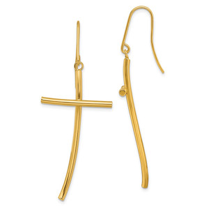 14K Polished Cross Dangle Earrings - TF-6D76172B-5386