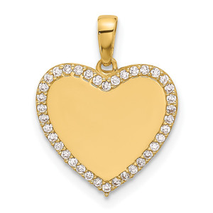 14k Polished CZ Heart Pendant - YC-1BD37F7F-2681