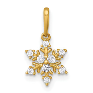 14k Polished CZ Snowflake Charm / Pendant