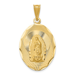14K Polished D/C  Lady Of Guadalupe Oval Pendant - K5-60B1CFAD-5719
