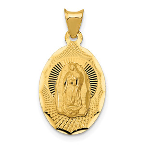 14K Polished D/C Lady Of Guadalupe Oval Pendant - K5-003375EF-9789