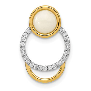 14k Polished Diamond & Opal Circle Chain Slide