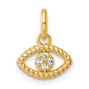 14K Polished Diamond Twisted Evil Eye Pendant