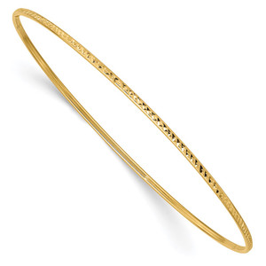 14k Polished Diamond-Cut 1.50mm Slip-on Round Bangle Bracelet