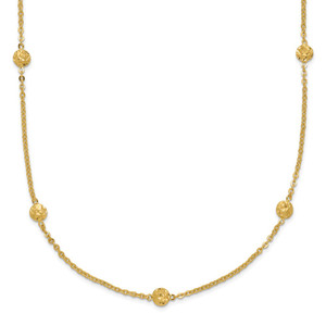 14k Polished Diamond-cut Tiny Puffed Circles 15-Station 18 inch Necklace