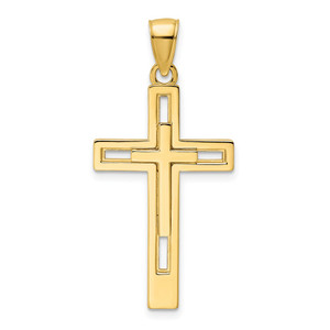 14K Polished Double Cross Pendant - K9-5F0F473B-2229