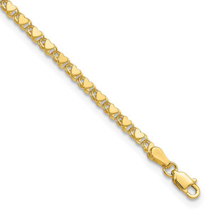 14k Polished Double-Sided Hearts Double Link 10 inch Anklet - AN-91454182-4190