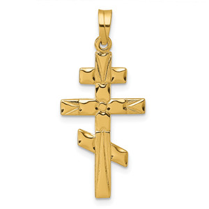 14k Polished Eastern Orthodox Cross Pendant - XR-05ADA7A3-3189