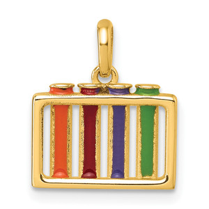 14K Polished Enameled Test Tubes Pendant